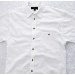Yves Saint Laurent Mens White Short Sleeve Button Up Shirt Size L